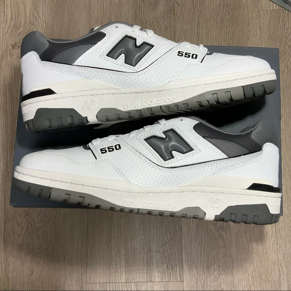 New Balance 550 White Castlerock Gray (BB550WTG) Mens Size 10.5